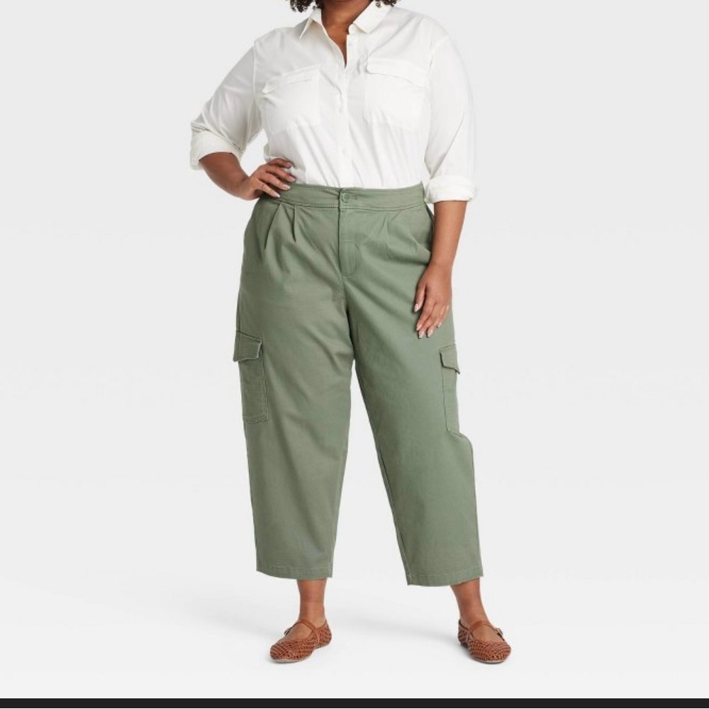 NWT Ava & Viv Olive Casual Cargo Pants - Picture 3 of 4
